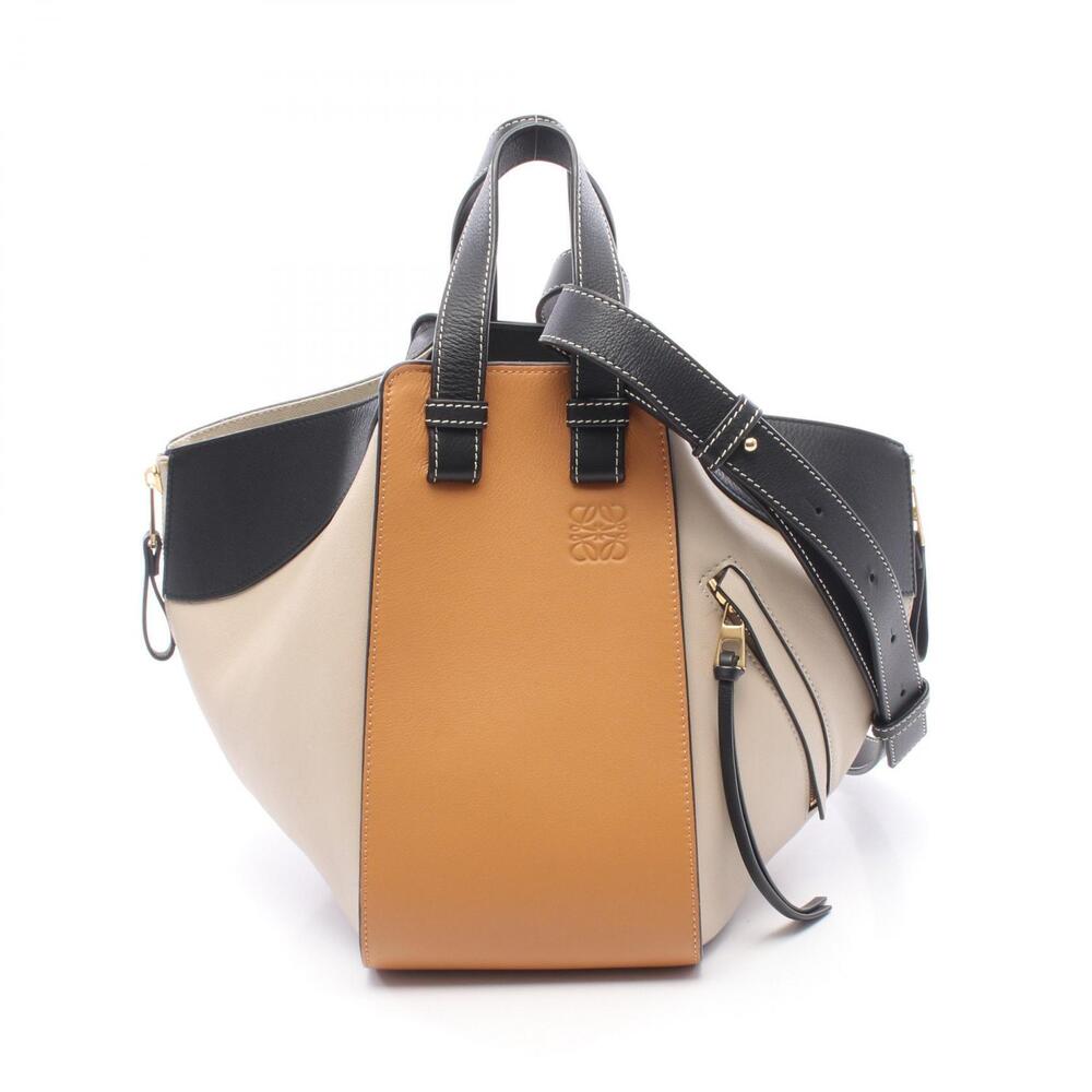 Loewe Hammock Top Handle Bag Leather Beige Black